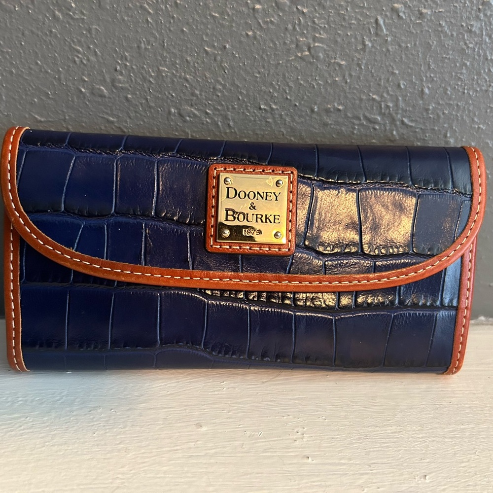 Dooney & Bourke Navy Croc Embossed Continental Clutch